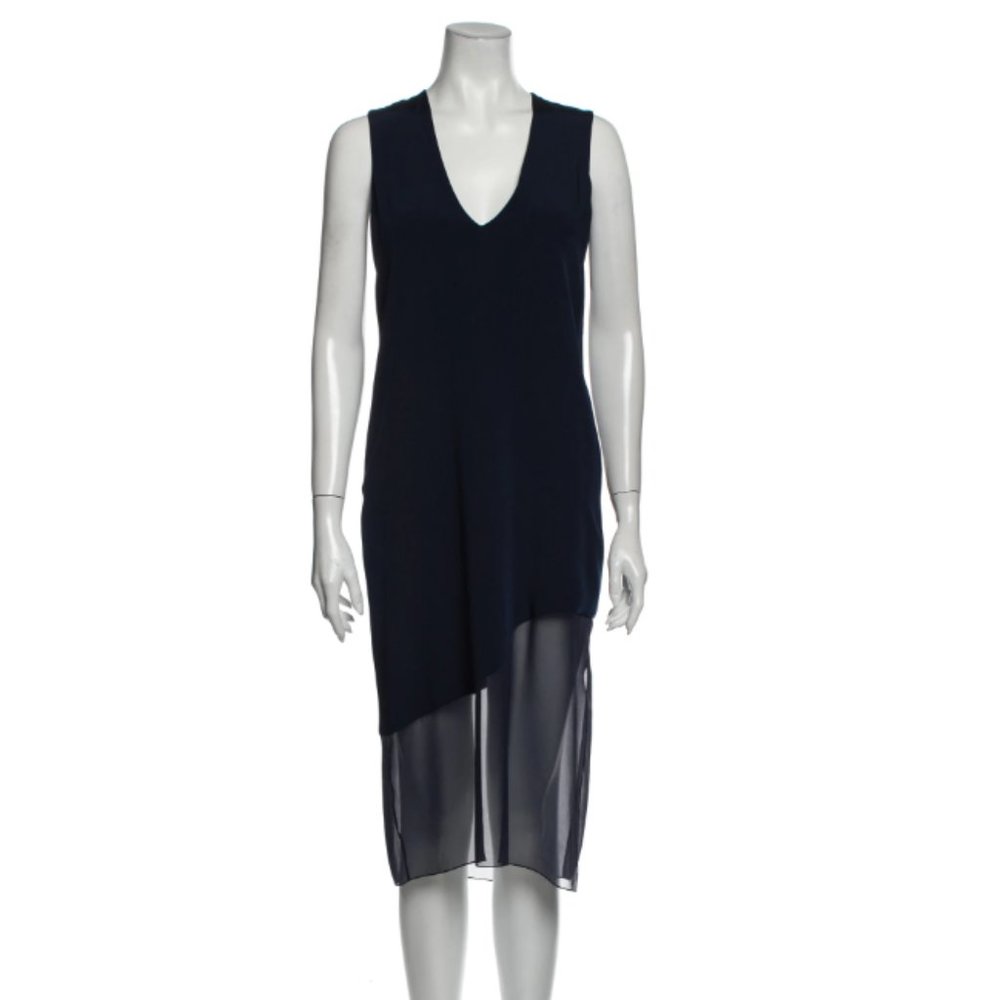 Prabal Gurung Silk Midi Length Navy Dress Size XS